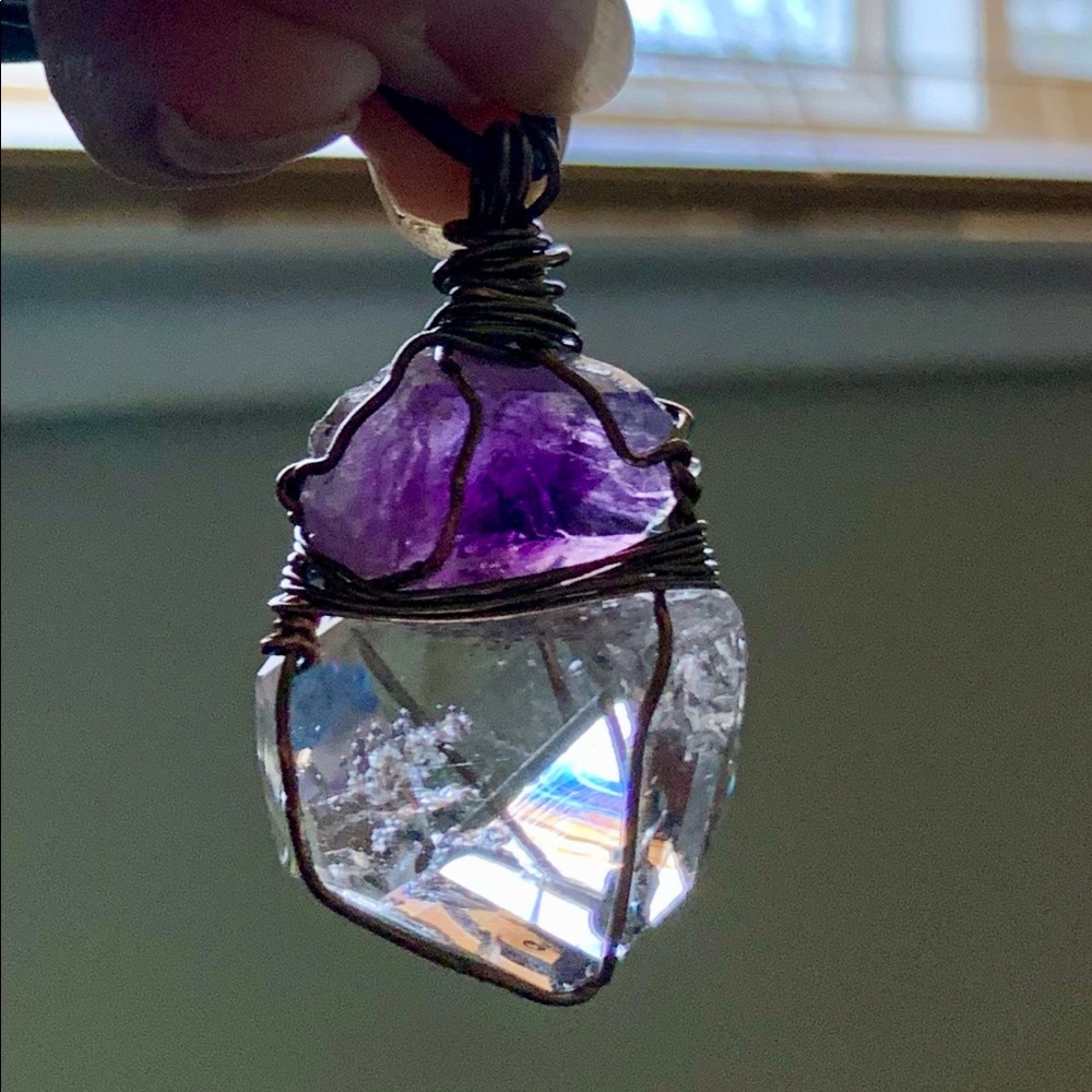 Amethyst, & Herkimer Diamond Pendant - Picture 1 of 13